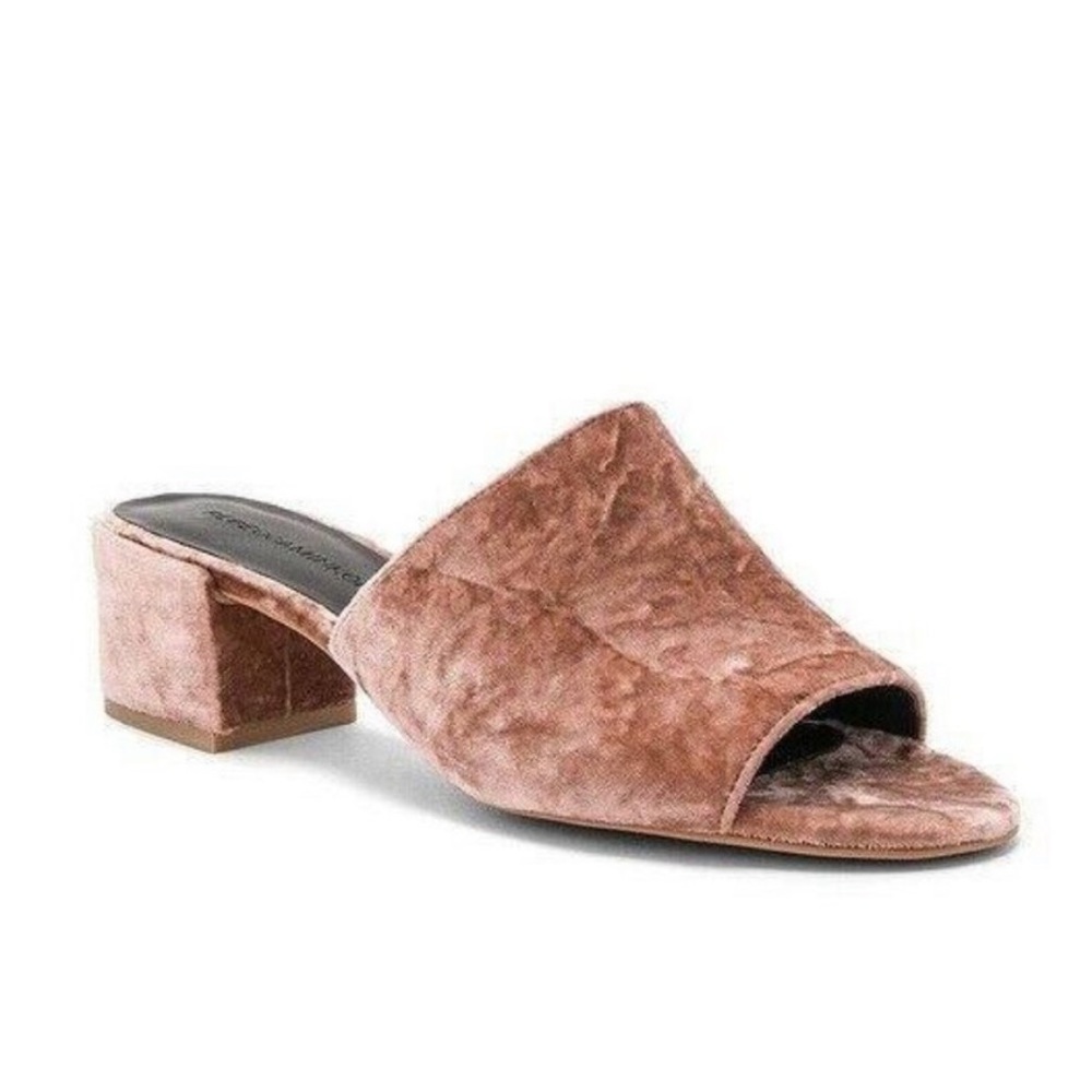 Rebecca Minkoff Crushed Velvet Ivonne Block Sandals Pink Berrie Smoothie US 8